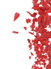Falling love heart confetti 3d illustration 