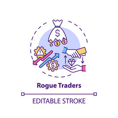 Rogue traders concept icon. Consumer rights violation claim idea thin line illustration. Making unauthorized trades. Risky investments. Vector isolated outline RGB color drawing. Editable stroke