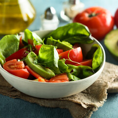 Healthy avocado salad with tomatoes