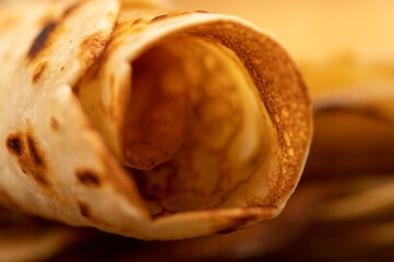 Traditional Russian pancakes. Shrovetide week of spring meeting. Seeing off winter.