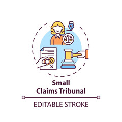 Small claims tribunal concept icon. Consumer protection idea thin line illustration. Dealing with minor legal matters. Independent advices. Vector isolated outline RGB color drawing. Editable stroke