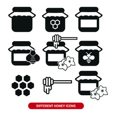 Vector image. Icons of different types of honey.