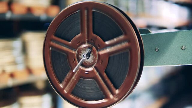 Spinning bobbin of the antique film projector