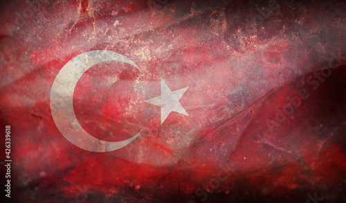 retro flag of Turkey with grunge texture