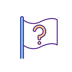 Stateless RGB color icon. Question for state of origin. Unclear citizenship. Nomad, unstated identity. Flag with question. Identify nationality. Isolated vector illustration