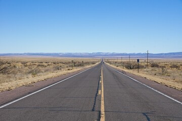 Straight road in New Mexico USA