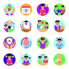 Fototapeta premium Flat Round Icons of Autism Day 