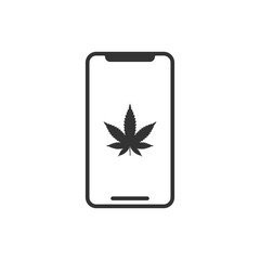 Smartphone icon isolated on white background. Cannabis leaf symbol modern, simple, vector, icon for website design, mobile app, ui. Vector Illustration