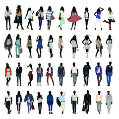 Fashion Pose Young People Clip Art Illustration. Model with Fashion Clothes Vector Design Icons Collection.
