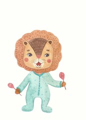 newborn lion cub with rattles