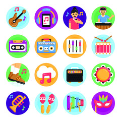 
Pack of Music Accessories Flat Rounded Icons 

