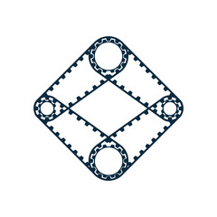 One continuous of moving gears wheels. Round wheel metal symbol teamwork concept. vector illustration.