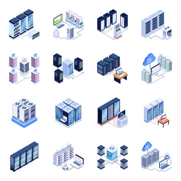 
Isometric Icons of Server Technology in Modern Style Designs

