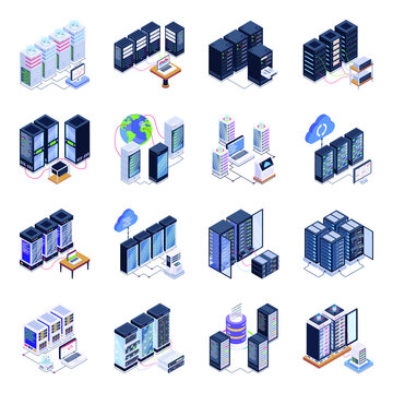 
Isometric Icons of Storage Databases in Modern Style Designs

