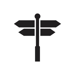 Road direction sign arrows isolated on white background. Signpost icon vector illustration. Vector illustration for web, design element, template, postcard.