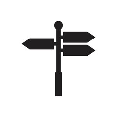 Road direction sign arrows isolated on white background. Signpost icon vector illustration. Vector illustration for web, design element, template, postcard.