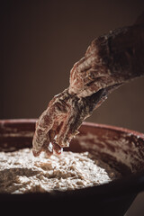 Woman Chef Making Fresh Handmade Bread in Old Oven