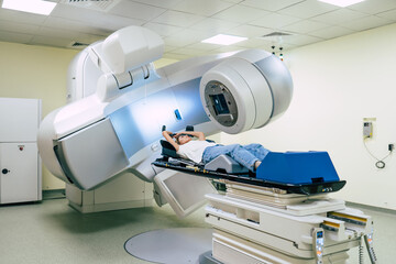 Cancer treatment in a modern medical private clinic or hospital with a linear accelerator....
