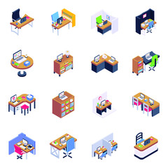 
Pack of Workroom Isometric Icons 

