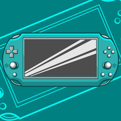 vector illustration of handheld modern console game front view. cartoon console illustration. Cartoon Style Suitable for Landing Page, Banner, Flyer, Sticker, poster.