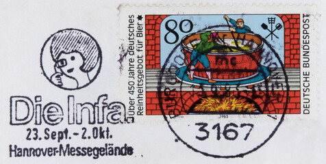 Briefmarke stamp gestempelt used frankiert cancel vintage retro alt old bunt infa hannover...