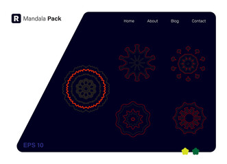 Floral Mandala Vector Pack of 05, Vintage decorative elements. Oriental pattern, vector illustration. Islam, Arabic, Indian, Turkish, Pakistan, Chinese, ottoman motifs. EPS 10