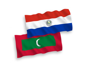 Flags of Paraguay and Maldives on a white background