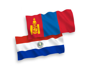 Flags of Paraguay and Mongolia on a white background