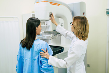Young woman is having mammography examination at the hospital or private clinic with a professional...