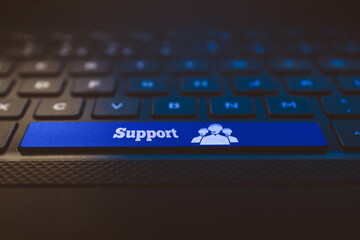 Support graphic conecpt on keyboard key. Customer service icon
