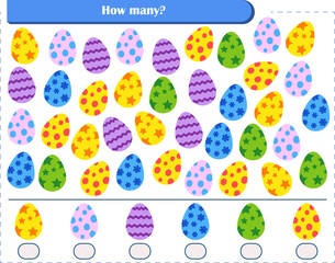  A game for children. count how many Easter eggs