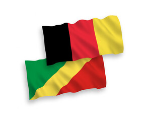Obraz premium Flags of Belgium and Republic of the Congo on a white background