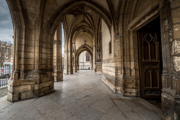 Fototapeta na wymiar Hallway of an old cathedral in Paris, France 