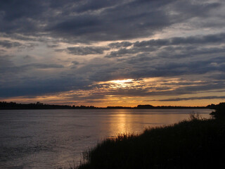 Obraz premium Evening on the Irtysh River, Omsk region, Siberia, Russia