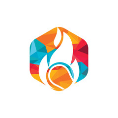 Tennis sports vector logo design. Fire and tennis ball logo icon design template.