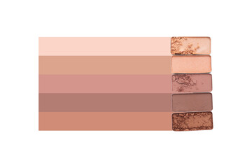 Neutral colored eyeshadow palette isolated on white background. Beauty and cosmetic concept. - obrazy, fototapety, plakaty