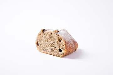 Closeup shot of leaven bread isolated on white background