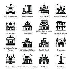 
Solid Icons of Famous Landmarks and Monuments Pack

