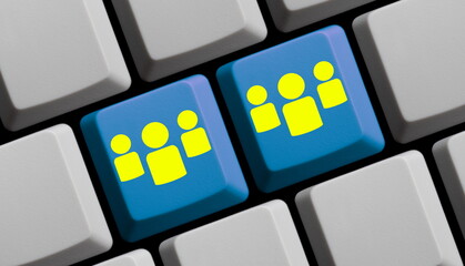 Tastatur mit Ansammlung von Menschen