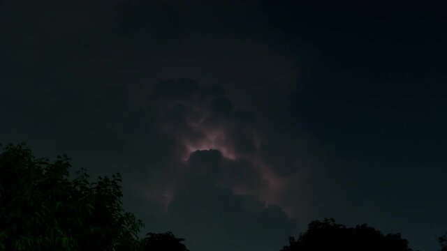 Time lapse of Dark cloud storm with thunder before raining