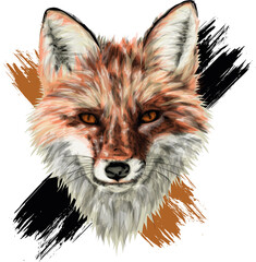 Naklejka premium Realistic fox Realistic Digital Art