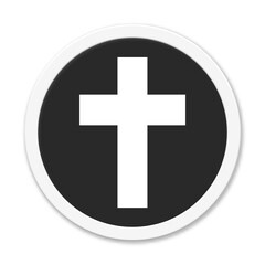 Obraz premium Runder grauer Button zeigt Friedhof, Grab, Kreuz oder Tod