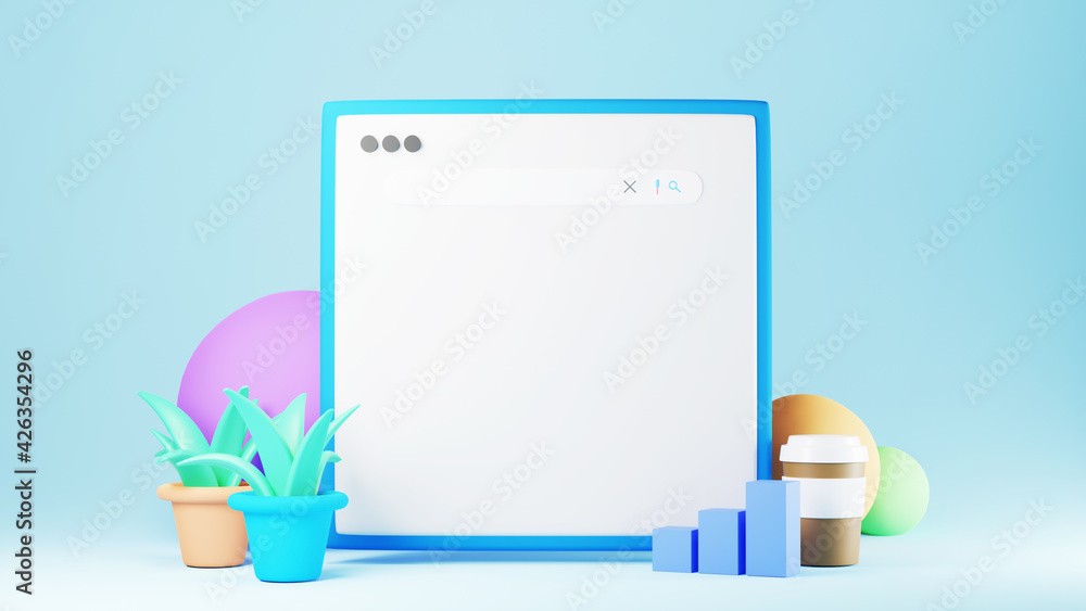 Aufkleber 3d render of minimal website. business online and e-commerce on web shopping concept. secure online 