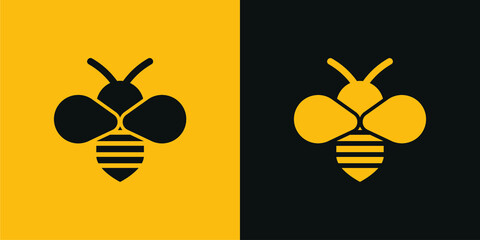 Vector image. Bee icon. Image in black and yellow.