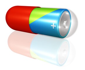 Batterie in einer Medikamentkapsel