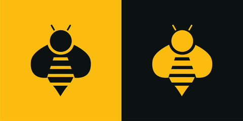 Vector image. Bee icon. Image in black and yellow.