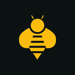 Vector image. Bee icon. Image in black and yellow.