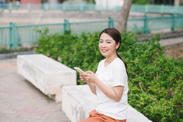 Portrait of Young Asian woman happy and relaxing time