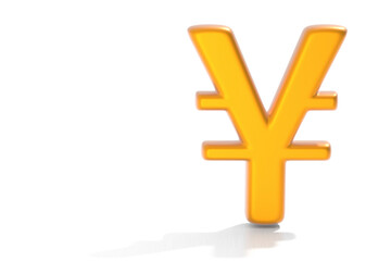 3d Japanese yen symbol, gold, on white background.