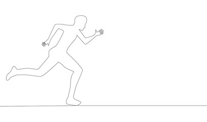 one line drawing of athlete running fast